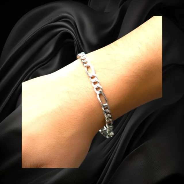 Pulseira de Prata Polida Elo Grumet 3 x 1