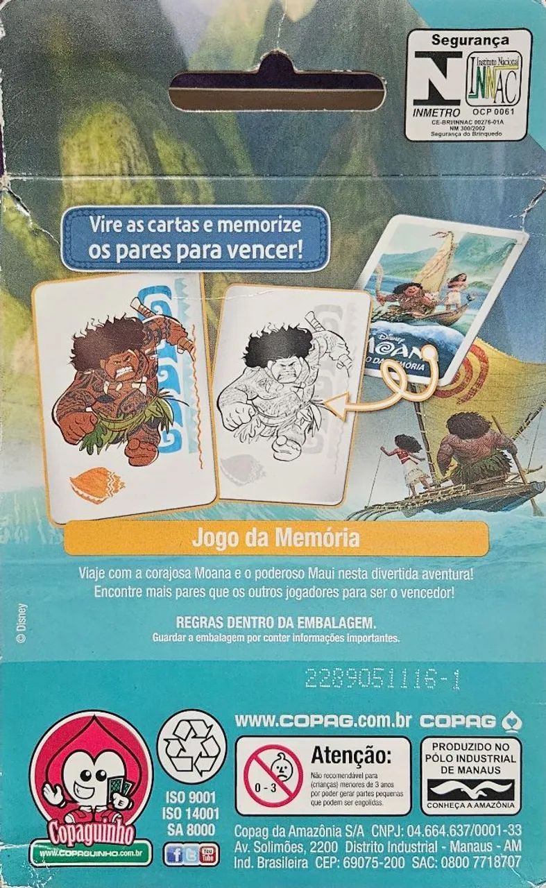 Disney Moana - Jogo da Memória - Copag baralho infantil