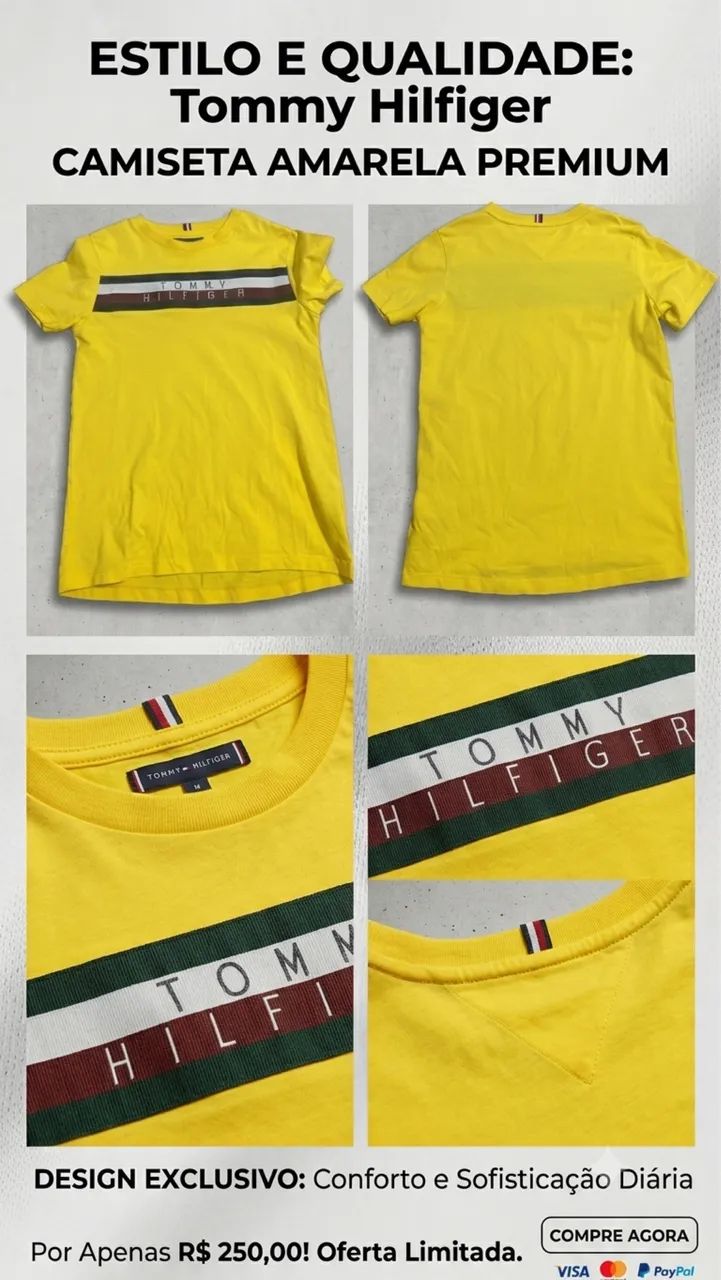 Camisa Tommy Hilfiger amarela costurada nunca usada