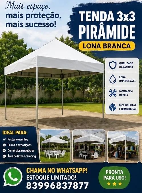 tenda piramidal 3x3 reforçada - Foto 2