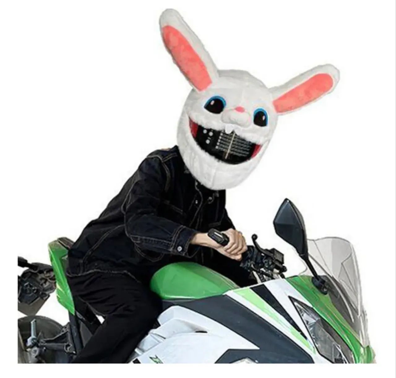 Pelúcia de Coelho Branco para Capacete de Moto ? - Foto 3
