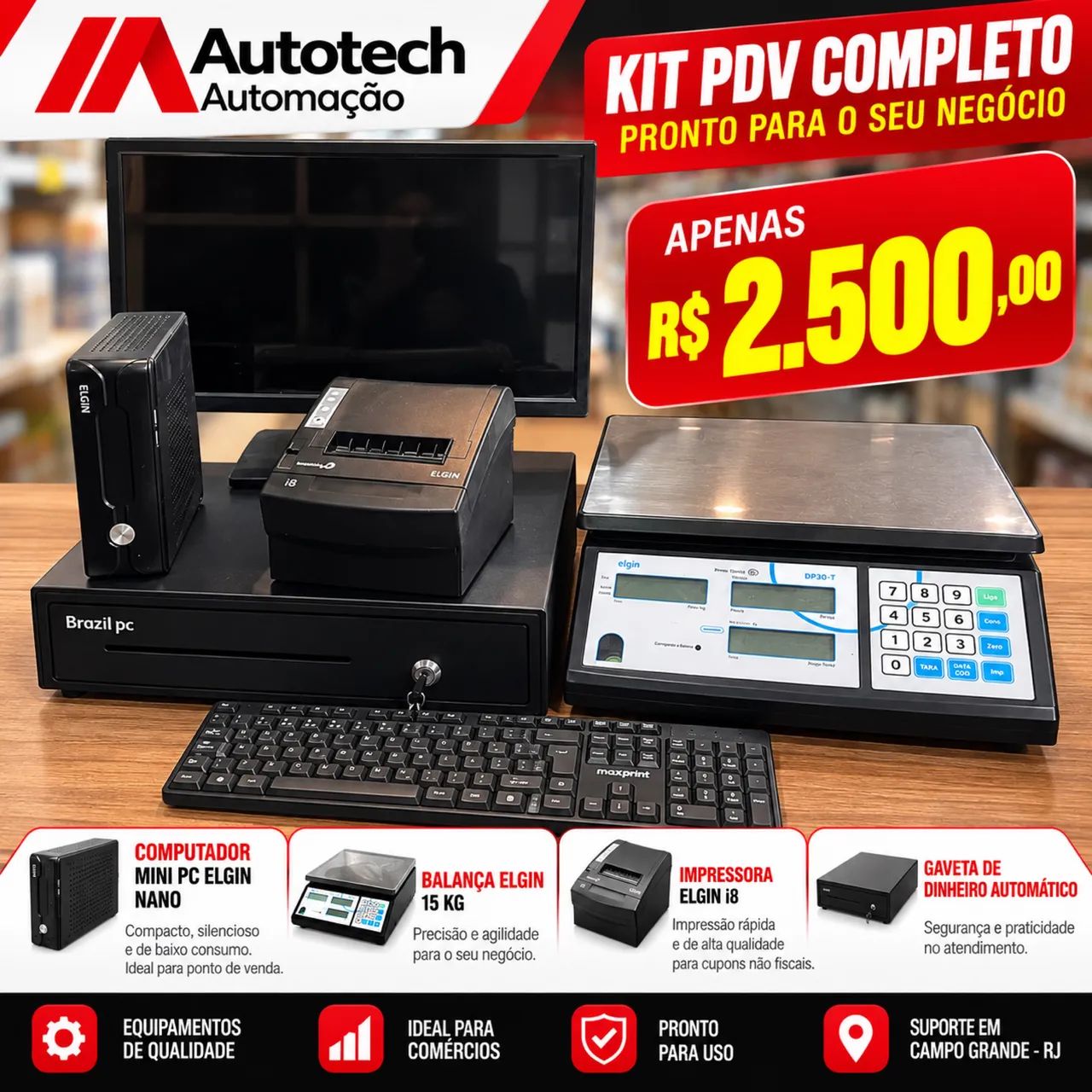 Computador completo com balança e impressora e gaveta para seu comércio - Foto 3