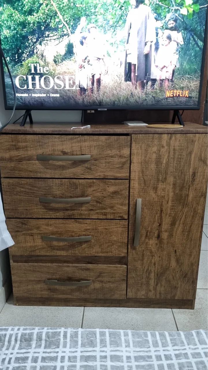 Cômoda com sapateira 4 gavetas MDF 