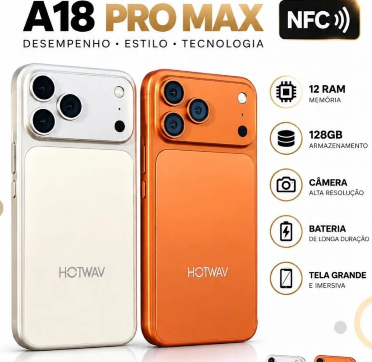 Celular A18 pro Max laranja 