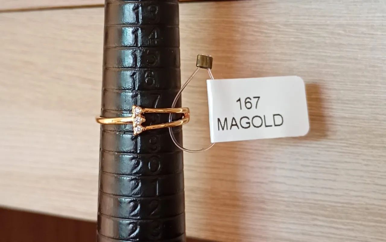 Anel 3 pingos semijoia, Magold