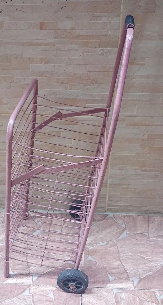 Carrinho de Compras de Ferro Reforçado - Rosa (Entrego no RJ) - Foto 4