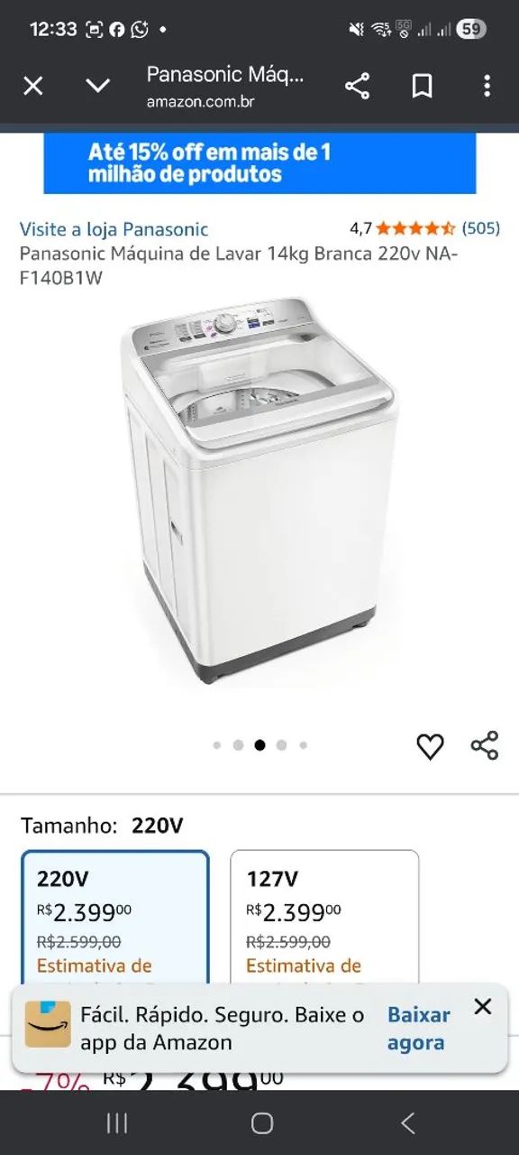 Maquina de lavar panasonic 14 k Funcionando perfeitamente  - Foto 3