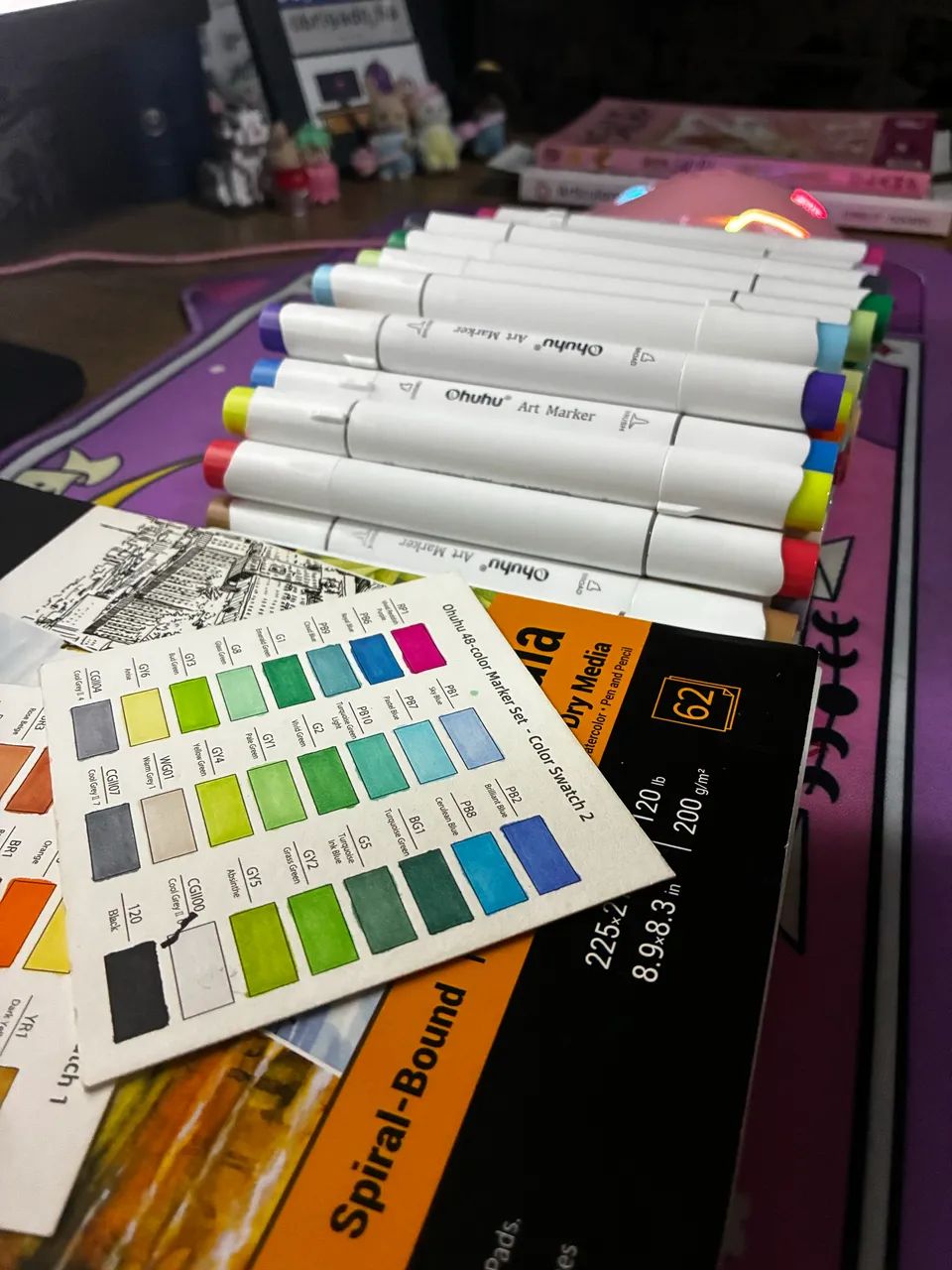 kit ohuhu (48) e copic (6) e 2 cadernos - Foto 4