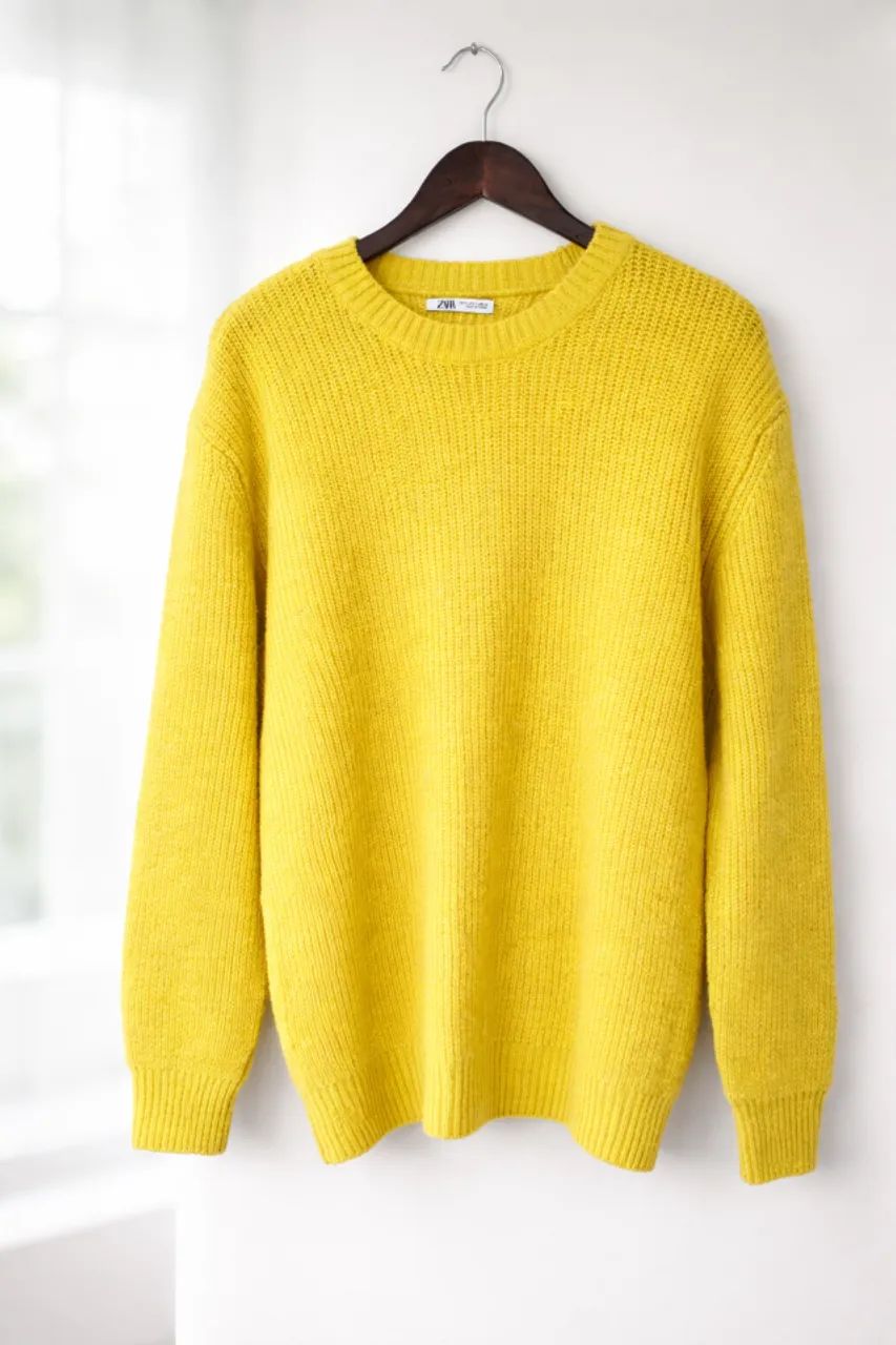 Suéter Zara Masculino Amarelo Lima Tam L (G) - Estado de Novo - Foto 2