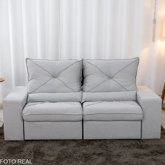 Lançamento com 50% OFF!! Sofá Retrátil Reclinável Tokio 2.00m Linho - Foto 4