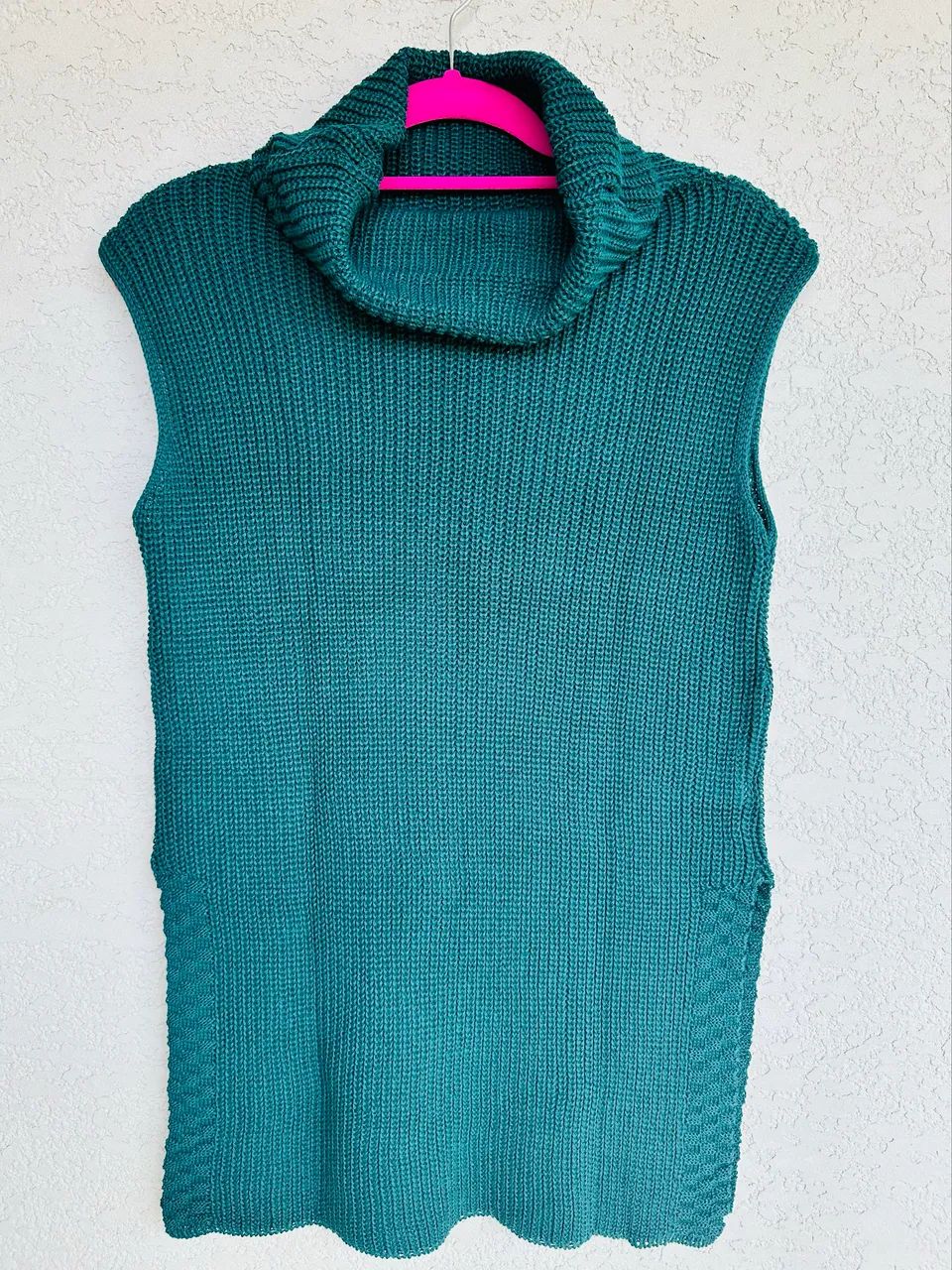 Colete alongado feminino tricô verde