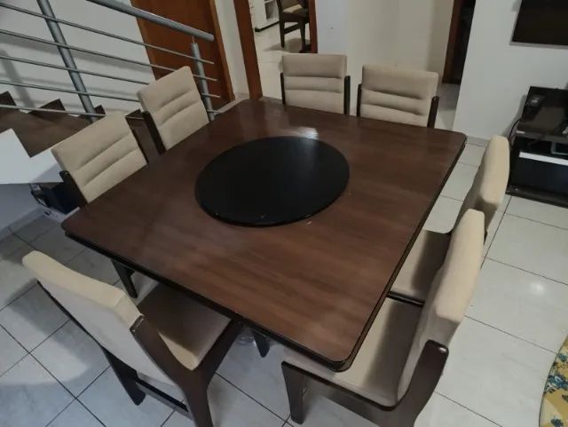 mesa de jantar quadrada com oito cadeiras - Foto 3