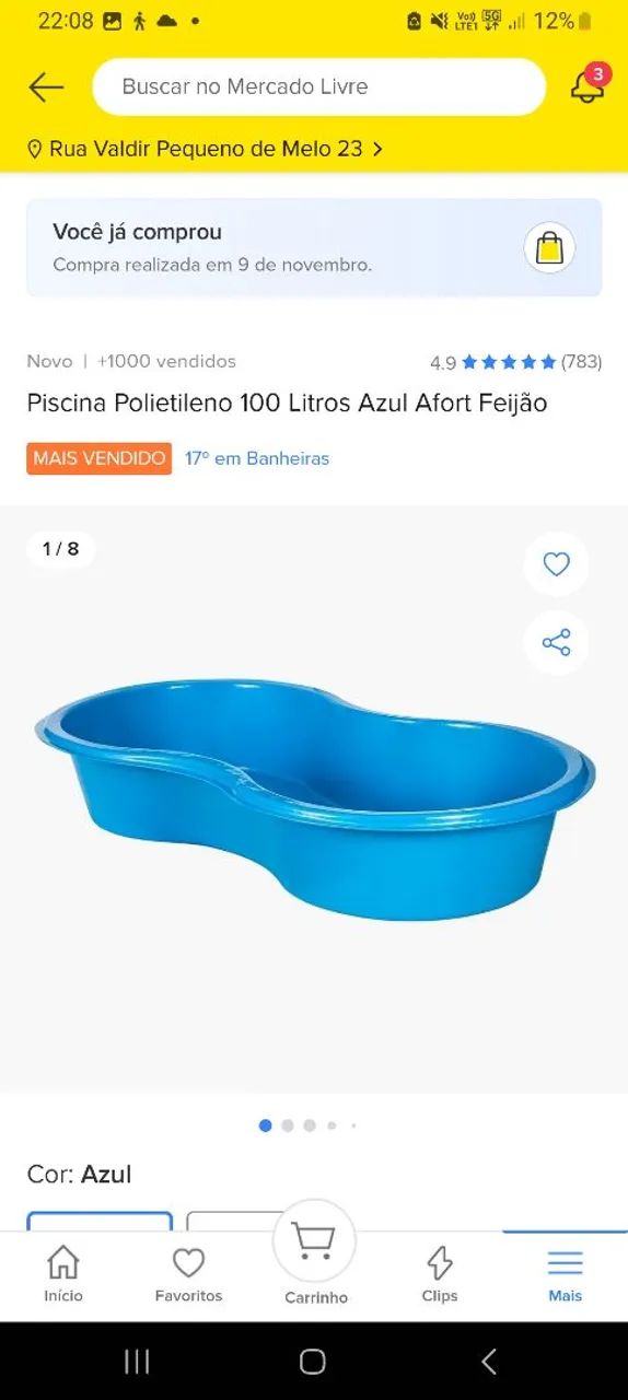 Piscina polietileno 100L Afort feijao  - Foto 2