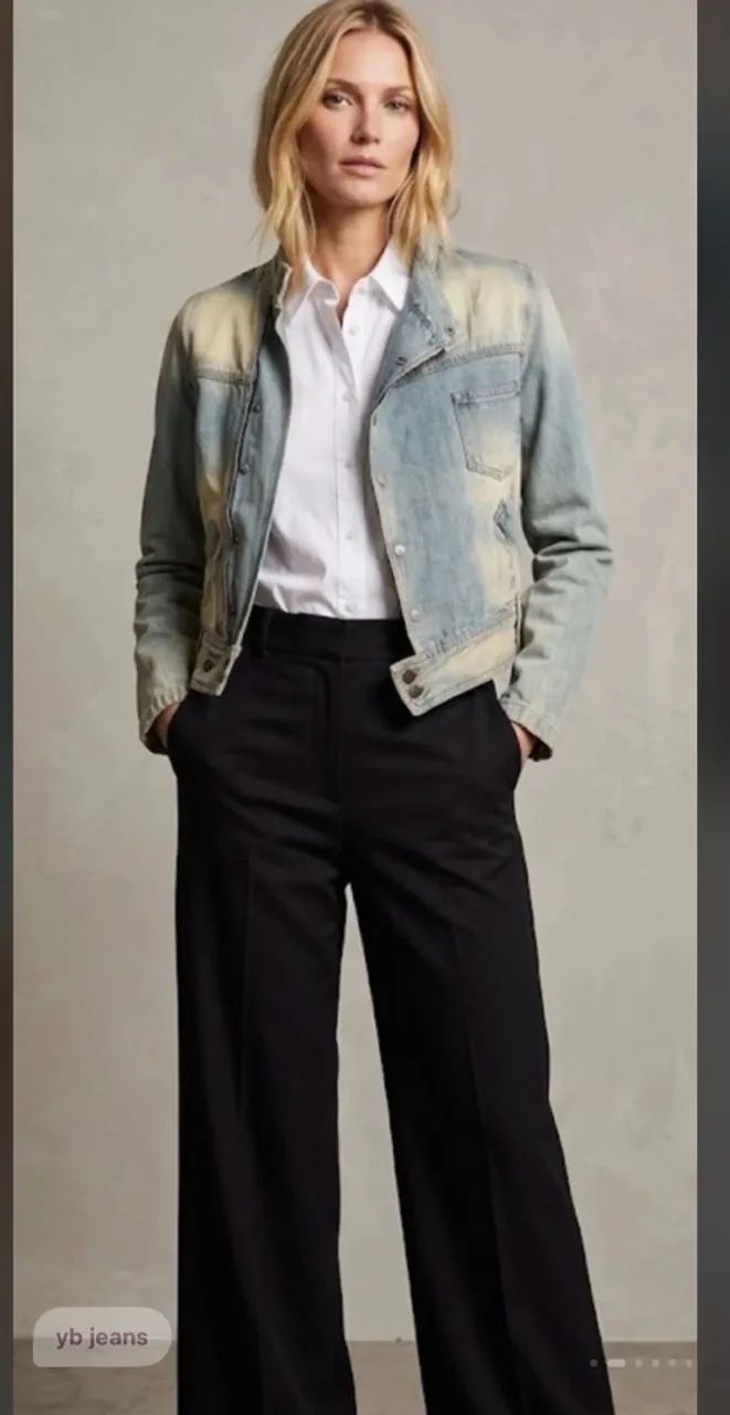 jaqueta jeans assimétrica