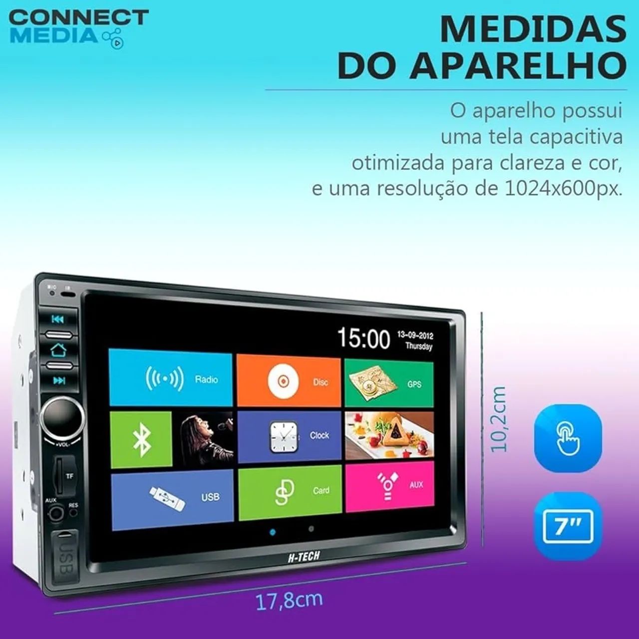 Central Multimídia Mp5 7Pol Capacitiva 2Din Espelhamento IOS Android BT USB Universal - Foto 5