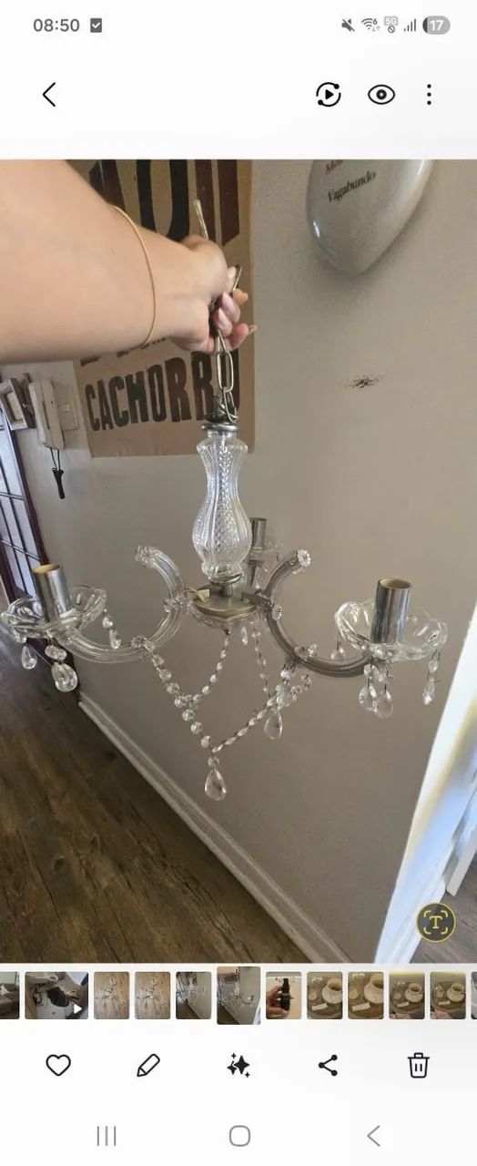 Lustre Cristal 3 lâmpadas - Foto 2