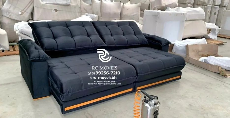 Sofá Retrátil e Reclinável Barcelona Euro Pillow 30cm Molas Ensacadas - Foto 3