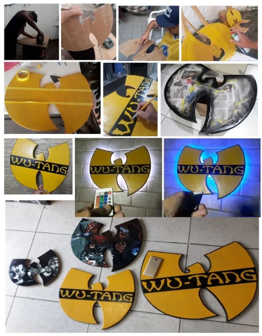 Quadro de parede com led controle remoto, grupo Wu Tang Clan, 66cm largura x 55cm altura - Foto 5