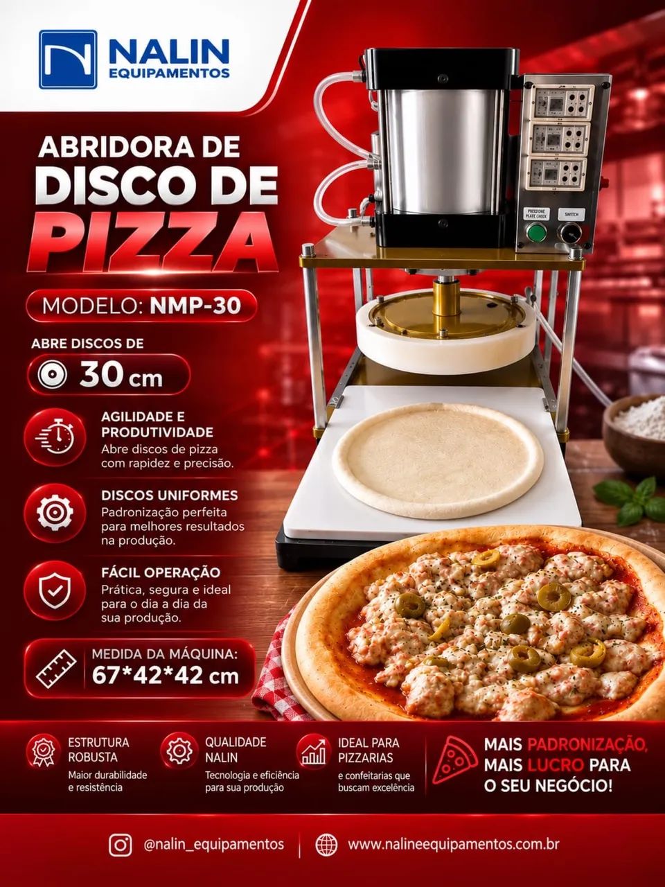 Abridor de disco de pizza 30cm 