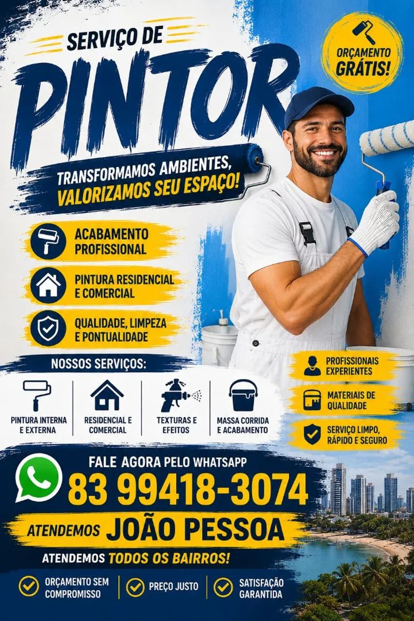 Pintor Proficionla em Joao Pessoa / Orçamento Bom ou Diarista