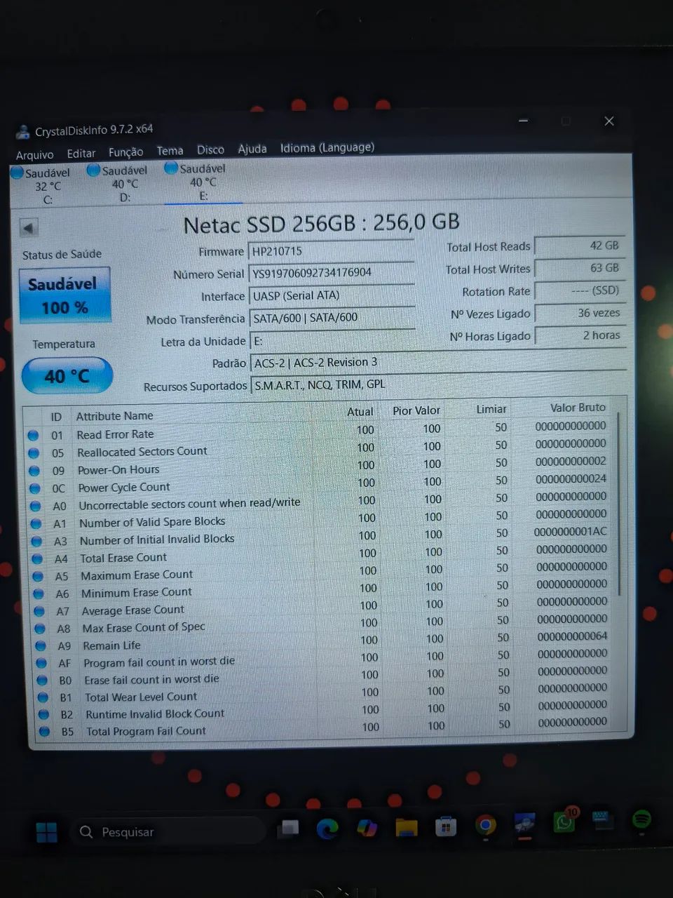 SSD Netac 256Gb + Windows 11 pró  - Foto 2