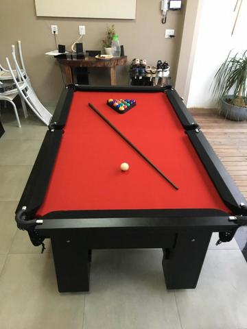 Mesa de Bilhar Cor Preta Tecido Vermelho com Bordas Pretas - Foto 2