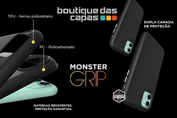 Capa anti impacto monster grip iphone 6 7 8 plus 11 12 xs xr dupla camara de proteção