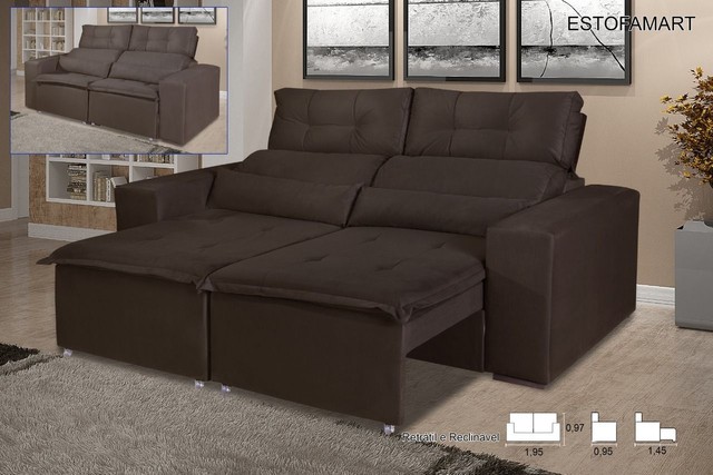 Sala sofá retrátil e reclinável de 195 cm largura - Foto 4
