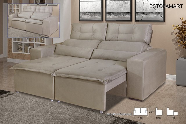Sala sofá retrátil e reclinável de 195 cm largura - Foto 2