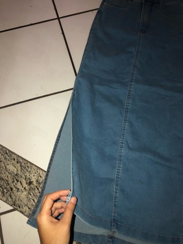 Saia jeans longa com detalhes lateral NOVA - Foto 3