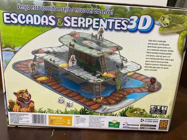 Jogo de Tabuleiro Escadas e Serpentes 3D - Loja Grow