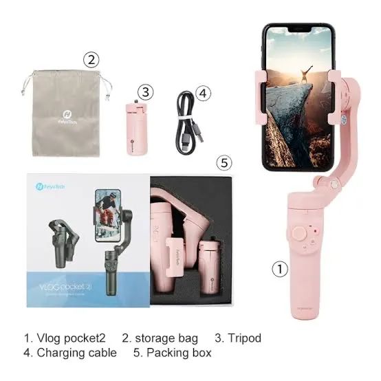 FeiyuTech Estabilizador de bolso Vlog para smartphone 3 eixos rosa lacrado - Foto 4