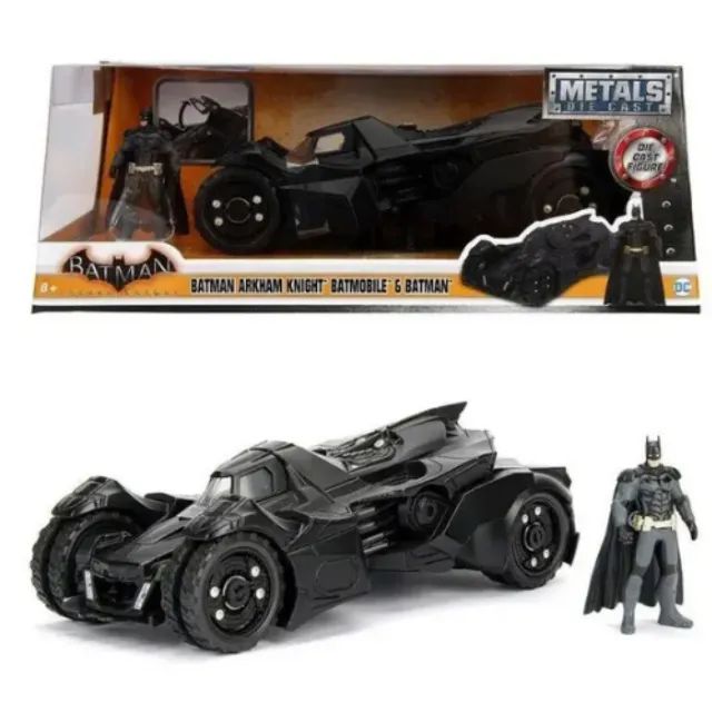 black friday Batmóvel Arkham Knight + Figura Batman em Metal - Miniatura Jada toys 1/24