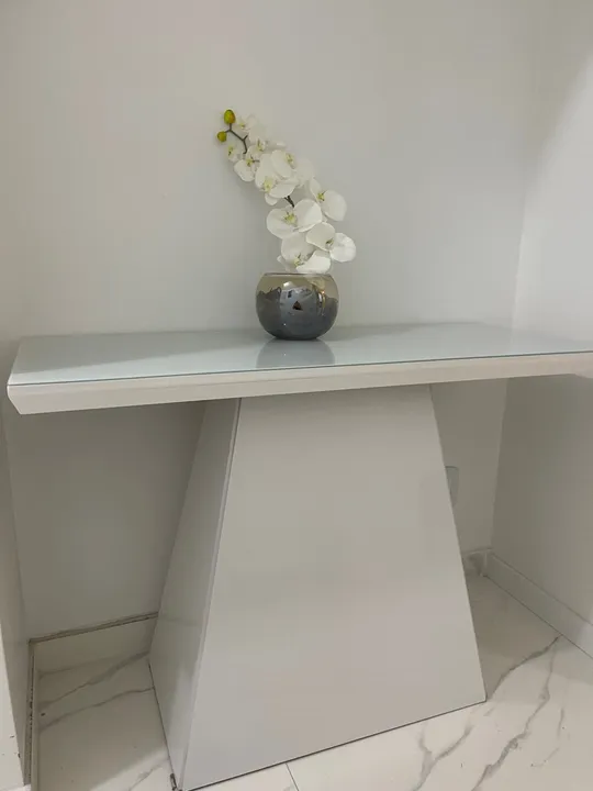 Aparador branco moderna laqueada e tampa de vidro