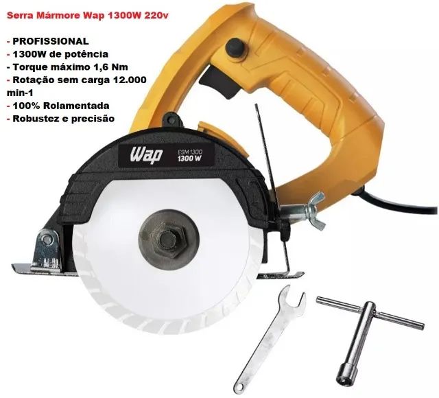 Serra Mármore Wap Esm1300 1300w Profissional 4.3/8 110mm 12000rpm 220V com Garantia - Foto 3