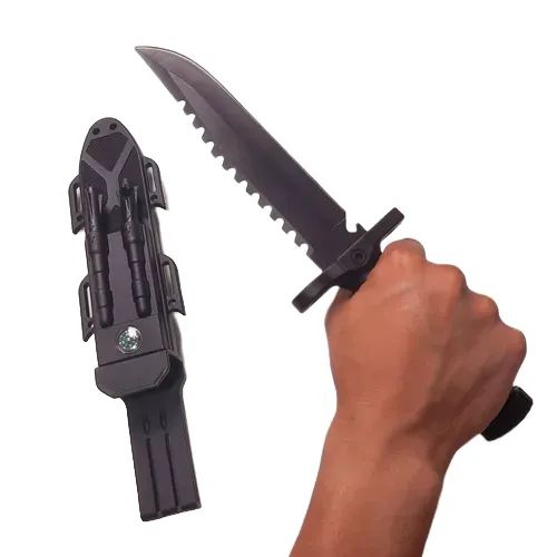 Faca Facão Tatica Rambo + Bainha Com Bussola + Apito + Amolador - Foto 3