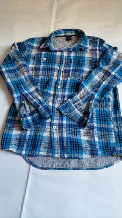 Camisa Infantil Meninos Xadrez Azul Mangas Compridas Gap Kids tam 10/11 ótima