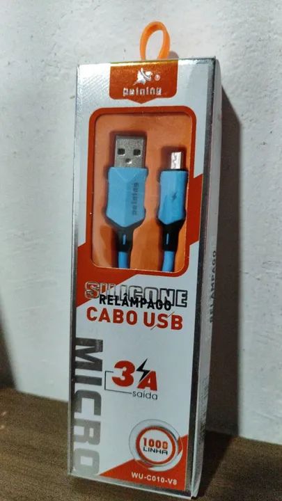 Cabo usb carregador de celular V8 novo