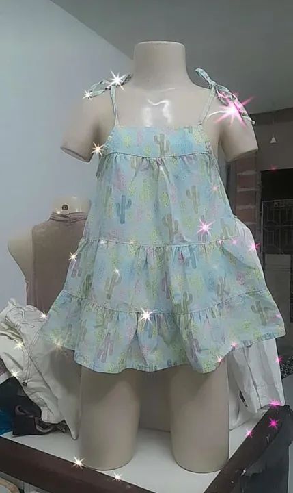 Vestido de Menina com Estampa de Cacto