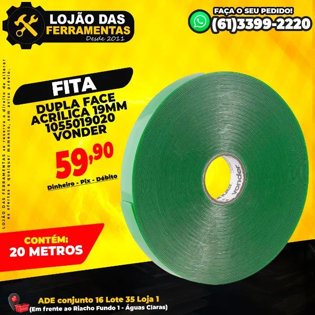 Fita Dupla Face Acrílica 19mmx20MT 1055019020 Vonder