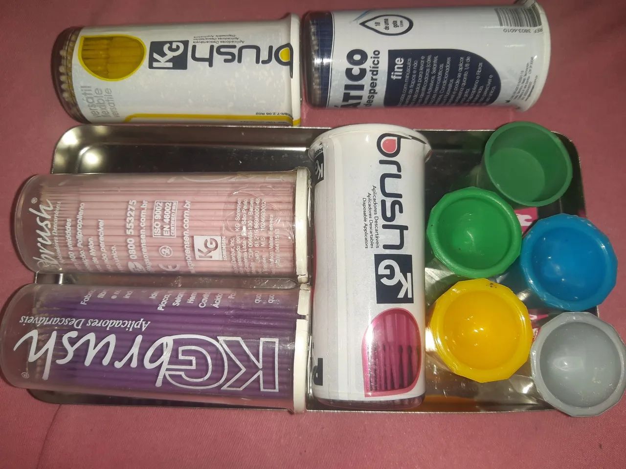 5 potes micro brush + 5 potes dappen odontologia ou cílios