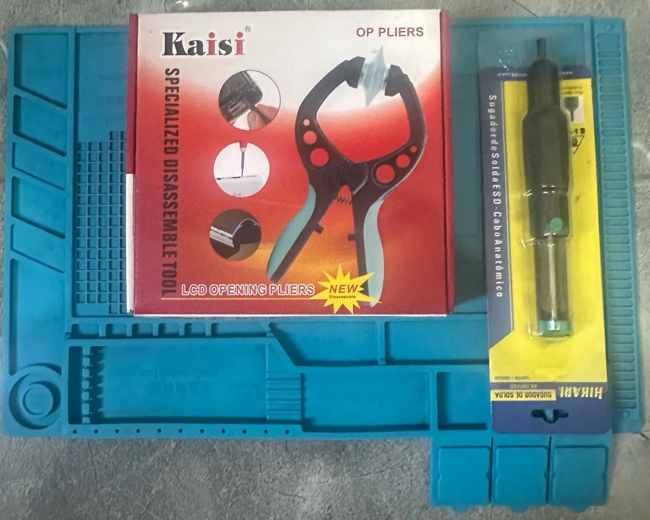 Kit Sugador De Solda / Alicate De Abertura De Lcd Para Celular / Manta Antiestática 