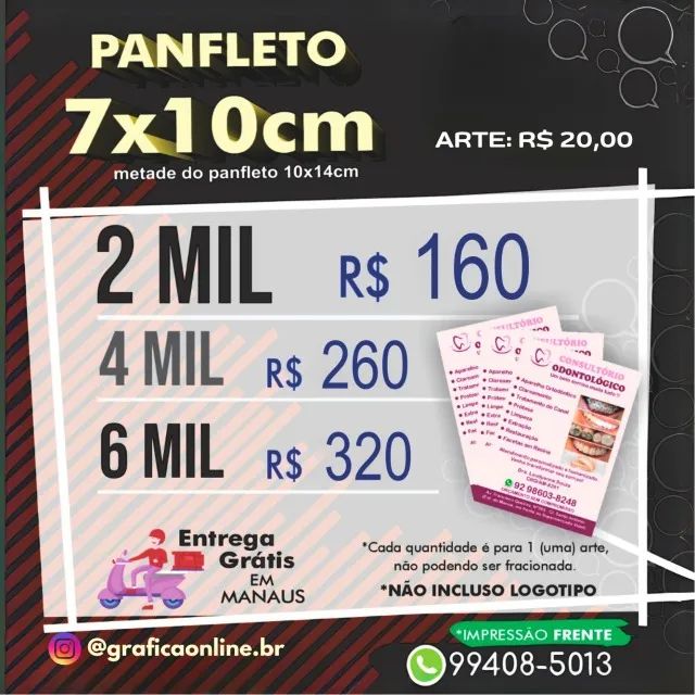 2 mil Panfletos RS 160,00 e Entrega Incluso
