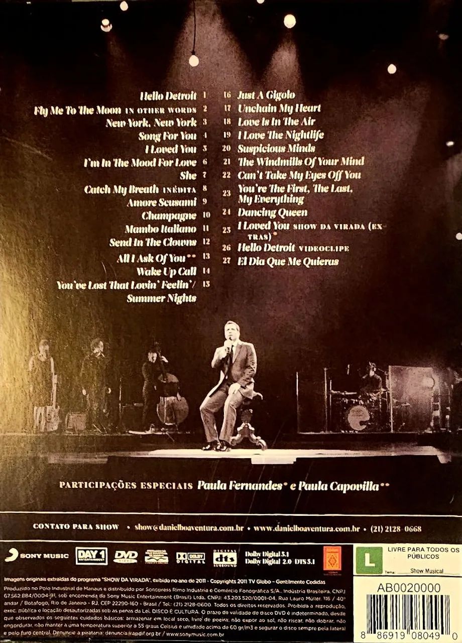 DVD Daniel Boaventura ao vivo - 27 sucessos internacionais na voz