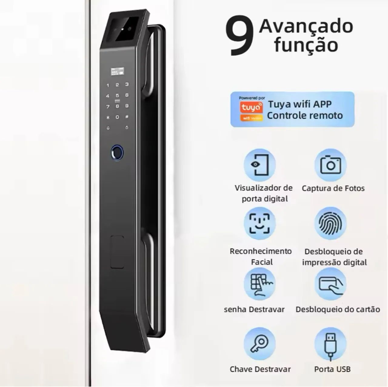 Fechadura eletrônica inteligente Tuya Wi-Fi com câmera - Foto 2