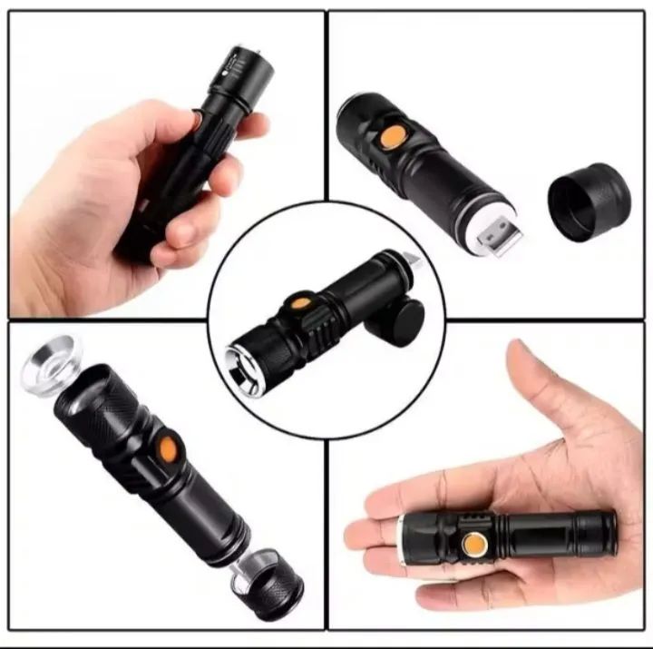  Lanterna Tática LED Recarregável USB - 11cm - Foto 4