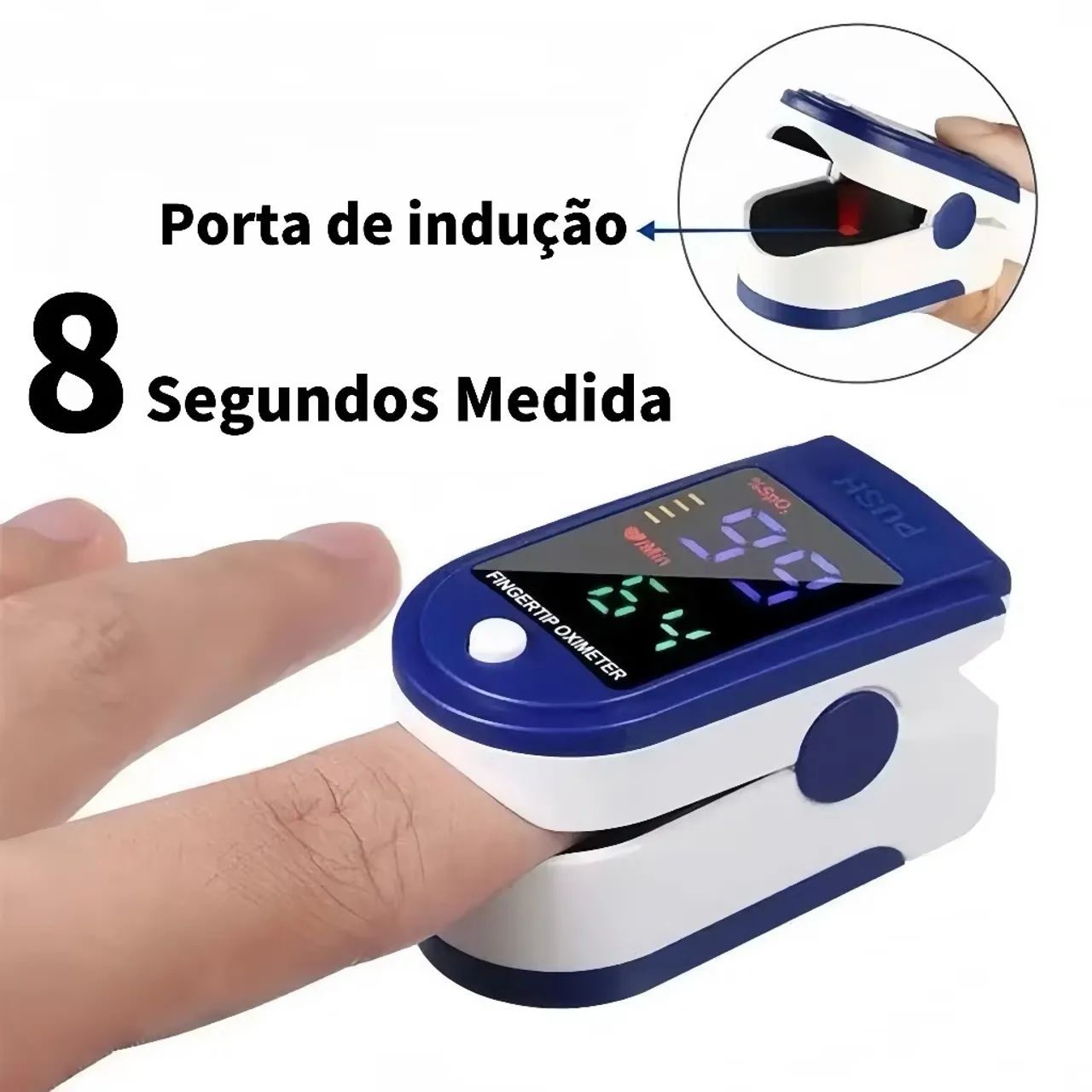 Oxímetro digital com cordão e pilhas + anel relógio de brinde  - Foto 3