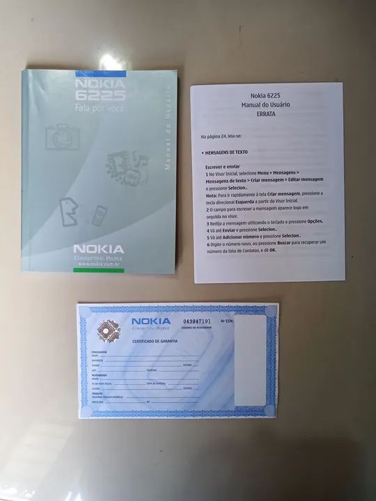 Antigo Manual do Usuário Celular Nokia 6225