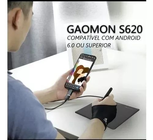 Mesa Digitalizadora Gaomon S620 Com Caneta Windows Android Digital Desenho  - Foto 4