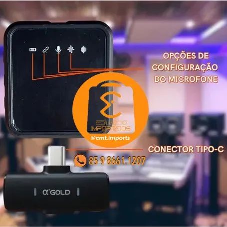 Microfone Lapela 2 Para 1 Sem Fio Tipo C A'gold MCF-19 - Foto 4